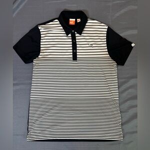 PUMA Golf dryCELL Polo Mens Large Black White Striped Performance Shirt